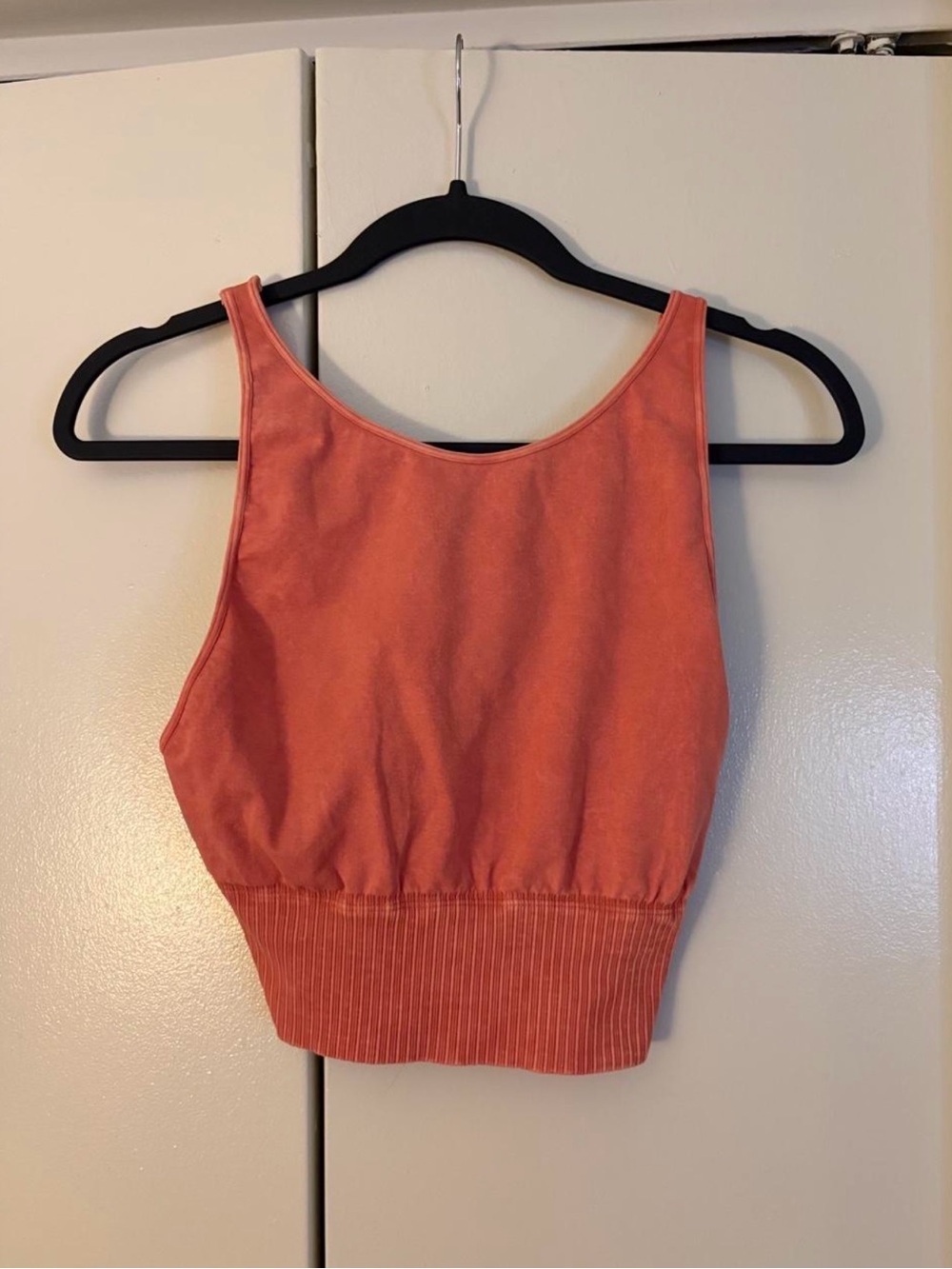 Free People Coral Ribbed Hem Crop Tank Top